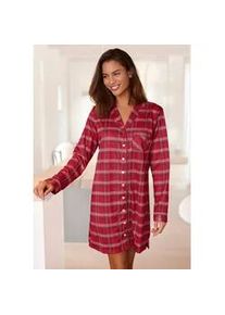 H.I.S. Nachthemd H.I.S, Damen, Gr. 40, N-Gr, rot (rot, kariert), Flanell, Obermaterial: 100% Baumwolle, kurz, V-Ausschnitt, Manschette kontrastfarben, Kleider Nachthemd, aus Flanell im Karo-Design