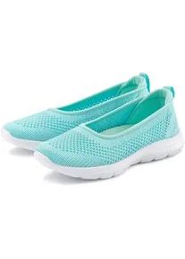 Sneaker Ballerinas Lascana "Halbschuh", Damen, Gr. 35, blau (mint), Obermaterial: 100% Textilmaterial. Decksohle: 100% Textilmaterial. Futter: 100% Textilmaterial. Laufsohle: 100% Synthetik, unifarben, Schuhe Ballerina, runde Schuhspitze, ohne Verschluss, innenmaterial aus Textil
