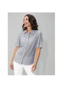 Longbluse Casual Looks, Damen, Gr. 54, blau (marine, gestreift), 100% Baumwolle, gemustert, gestreift, Blusen Longbluse