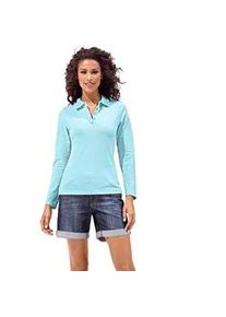 Poloshirt Heine "Poloshirt", Damen, Gr. 36, blau (t&uuml;rkis), 95% Baumwolle, 5% Elasthan, unifarben, Shirts