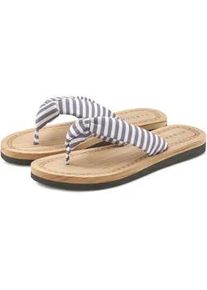 Badezehentrenner ELBSAND "Sandale, Badelatsche, Flip Flop, Mule, Badeschlappe, Pantolette", Damen, Gr. 38, grau (hellgrau, gestreift), Obermaterial: 100% Textilmaterial. Decksohle: 100% Synthetik. Futter: 100% Textilmaterial. Laufsohle: 100% Synthetik, gestreift, kontrastfarbene Details, Schuhe