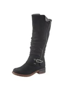 Winterstiefel Rieker, Damen, Gr. 36, Varioschaft, schwarz, Nubuklederimitat, used, Schuhe Damenschuh Stiefel Winterstiefel Bikerstiefel, Langschaftstiefel, Warmfutter, mit Rieker TEX Membran, Topseller