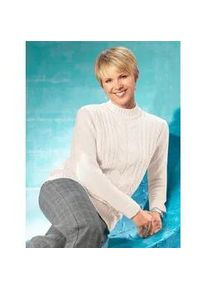 Stehkragenpullover Classic Basics "Pullover", Damen, Gr. 38, beige (ecru), 100% Polyacryl, unifarben, figurumspielend, Pullover Stehkragenpullover