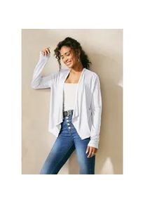 Shirtjacke Lascana, Damen, Gr. 40/42, wei&szlig;, Jersey, Obermaterial: 100% Viskose, normal h&uuml;ftlang, ohne Ausschnitt, Shirts Shirtjacke, in offener Form, Strickjacke aus Jersey, Sommerjacke, Cardigan