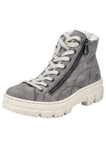 Winterboots Rieker, Damen, Gr. 38, grau, Lederimitat, Schuhe Winterboots, Plateauboots, Schn&uuml;rboots mit Rei&szlig;verschluss an der Au&szlig;enseite