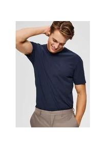 V-Shirt Selected "SLHNEWPIMA SS V-NECK TEE B NOOS", Herren, Gr. XL, blau (navy blazer), Single Jersey, Obermaterial: 95% Baumwolle, 5% Elasthan, unifarben, Basic, normal, V-Ausschnitt, Shirts