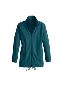 Fleecejacke Casual Looks, Damen, Gr. 52, blau (petrol), 100% Polyester, unifarben, l&auml;ssig geschnitten, Jacken Fleecejacke