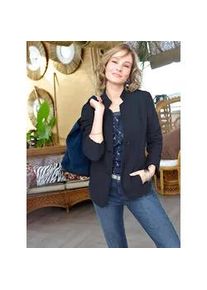 Kurzblazer Ambria "Blazer", Damen, Gr. 36, blau (marine), 65% Baumwolle, 35% Polyester, Blazer Kurzblazer