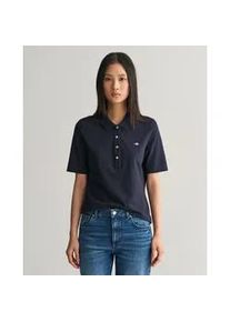 Poloshirt Gant "SLIM SHIELD KA PIQUE POLO", Damen, Gr. XL, blau (evening blau), Piqu&eacute;, Obermaterial: 100% Baumwolle, unifarben, Basic, slim fit h&uuml;ftlang, hoch geschlossener Ausschnitt, Rippb&uuml;ndchen, Shirts, mit grafischer Logostickerei auf der Brust