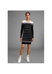 Strickkleid Kangaroos, Damen, Gr. 38, N-Gr, schwarz (schwarz gemustert), Strick, Obermaterial: 50% Baumwolle, 50% Polyacryl, gemustert, figurbetont mini, Rundhals, Rippb&uuml;ndchen, Kleider Strickkleid, figurbetont, im Norweger-Stil, aus Baumwollmischung, lang&auml;rmlig