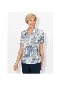 Classic Dog Poloshirt CLASSIC "Poloshirt", Damen, Gr. 52, blau (eisblau, hellgrau, bedruckt), 92% Polyester, 8% Elasthan, gemustert, mehrfarbig, Shirts