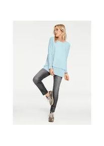 Rundhalsshirt Heine "Rundhals-Shirt", Damen, Gr. 36, blau (hellblau), 100% Polyester, Innenseite:5% Elasthan, 95% Viskose, unifarben, Rundhals, Shirts Rundhalsshirt