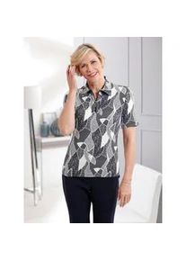 Classic Dog Poloshirt CLASSIC "Shirt", Damen, Gr. 40, blau (marine, ecru, bedruckt), 95% Viskose, 5% Elasthan, bedruckt, gemustert, mehrfarbig, Shirts