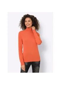 Rollkragenpullover Heine "Rollkragen-Pullover", Damen, Gr. 42, orange, 100% Baumwolle, unifarben, Pullover Rollkragenpullover