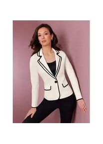 Strickjacke CREATION L PREMIUM, Damen, Gr. 46, beige (ecru), 100% Schurwolle, gemustert, mehrfarbig, Strickjacken Strickjacke