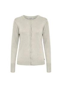 Cardigan oxmo "Strickcardigan OXHlin", Damen, Gr. XL, grau (oyster grau melange), Obermaterial: 80% Viskose CV. 20% Nylon NY., Strickjacken