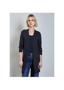 Cardigan Street One, Damen, Gr. 36, blau (tiefblau), Stoff, 82% Viskose, 15% Polyester, 3% Elasthan, unifarben, gerade h&uuml;ftbedeckend, ohne Ausschnitt, B&uuml;ndchen, Strickjacken, verschlusslos