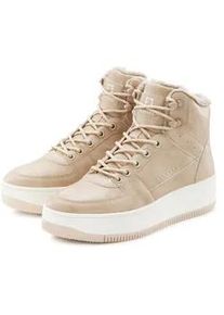 Sneaker ELBSAND "Freizeitschuh, Halbschuh, High Top Sneaker, Turnschuh, Schn&uuml;rschuh", Damen, Gr. 37, beige, Obermaterial: 100% Synthetik. Decksohle: 100% Textilmaterial. Futter: 100% Textilmaterial. Laufsohle: 100% Synthetik, unifarben, Schuhe Sneaker, Schn&uuml;rhalbschuh mit kuscheligem Warmfutter