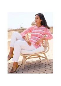 Strickpullover Casual Looks "Pullover", Damen, Gr. 38, rot (koralle, wei&szlig;, gemustert), 100% Baumwolle, 0% Polyacryl, gemustert, Pullover Strickpullover