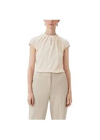 Satinbluse comma, Damen, Gr. 44, beige, Satin, Obermaterial: 95% Polyester, 5% Elasthan, unifarben, regular fit normal, Rundhals, elastischer Bund, Blusen, mit Raffung am Hals