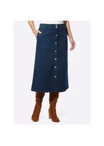 Jeansrock Classic Basics, Damen, Gr. 54, blau (blau, stone, washed), 81% Baumwolle, 17% Polyester, 2% Elasthan, unifarben, wadenlang, R&ouml;cke Jeansrock