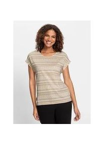 Print-Shirt Casual Looks "Print-Shirt", Damen, Gr. 48, beige (beige, ecru, bedruckt), 100% Baumwolle, gemustert, mehrfarbig, Rundhals, Shirts