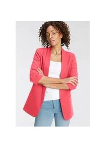 Kurzblazer Only "ONLELLA &ndash; Femininer Blazer mit 3/4-&Auml;rmeln und Raffung", Damen, Gr. 36, pink (sun kissed coral), Web, Obermaterial: 95% Polyester, 5% Elasthan, unifarben, V-Ausschnitt, Blazer Kurzblazer, regular fit, casual, Web, Kunstfaser, V-Ausschnitt