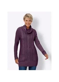 Longpullover Classic Basics "Longpullover", Damen, Gr. 46, lila (traube), 100% Polyacryl, gemustert, unifarben, Pullover Longpullover