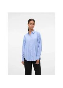 V&eacute;ro Moda Langarmbluse VERO MODA "VMFANNI LS SHIRT WVN GA NOOS", Damen, Gr. XS, blau (hydrangea stripes:sana), Web, Obermaterial: 55% Polyester, 45% Baumwolle, gestreift, oversize, Blusen