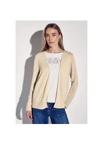 Cardigan Street One, Damen, Gr. 46, beige (cotton beige), Stoff, 60% Viskose, 40% Polyester, unifarben, gerade normal, ohne Ausschnitt, B&uuml;ndchen, Strickjacken, verschlusslos
