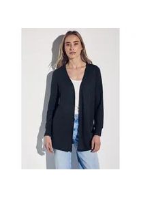 Cardigan Street One, Damen, Gr. 34, blau (tiefblau), Stoff, 60% Viskose, 40% Polyester, unifarben, gerade Po-bedeckend, ohne Ausschnitt, B&uuml;ndchen, Strickjacken, aus softem Materialmix