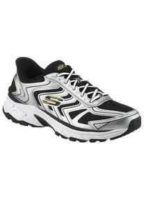 Slip-On Sneaker Skechers "STAMINA SPORT", Herren, Gr. 41, silber (silberfarben, schwarz), Leder, Synthetik, Textil, kontrastfarbene Details, Schuhe, Retro Sneaker, Schn&uuml;rschuh mit Slip-ins