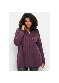 Cardigan sheego BY JOE BROWNS, Damen, Gr. 52/54, lila (brombeer), 80% Polyacryl, 20% Polyester, unifarben, Strickjacken