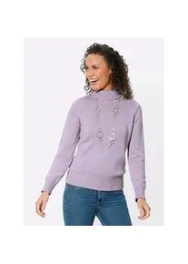 Rollkragenpullover Casual Looks "Pullover", Damen, Gr. 40, lila (flieder), 50% Baumwolle, 50% Polyacryl, meliert, unifarben, figurumspielend, Pullover Rollkragenpullover