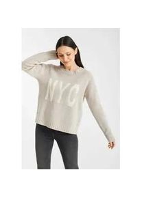 Frieda & Freddies New York Strickpullover FRIEDA & FREDDIES "Pullover", Damen, Gr. 38, champagner, 100% Wolle, Basic, regular fit, Rundhals, Pullover Strickpullover