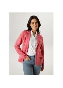 Kurzblazer Aniston SELECTED, Damen, Gr. 48, rosa (beige, koralle), Jersey, Obermaterial: 67% Polyester, 31% Viskose, 2% Elasthan, gemustert, figurbetont h&uuml;ftlang, Blazer Kurzblazer, in trendy Jacquard-Qualit&auml;t - NEUE KOLLEKTION