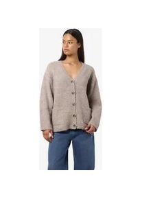 Strickjacke Noisy may "NMDOLLY L/S KNIT CARDIGAN FWD NOOS", Damen, Gr. XS, silber (silber mink), Strick, Obermaterial: 73% Polyester, 13% Nylon, 8% Wolle, 6% Elasthan, unifarben, h&uuml;ftbedeckend, V-Ausschnitt, Strickjacken Strickjacke