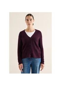 Cardigan Cecil, Damen, Gr. XL (44), eggplant rot, Web, 37% Baumwolle, 34% Polyacryl, 26% Polyester, 3% Elasthan, unifarben, normal normal, V-Ausschnitt, abgesteppt, Strickjacken, aus Feinstrick