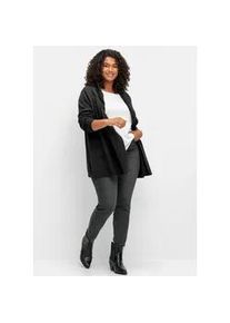 Cardigan sheego BY JOE BROWNS, Damen, Gr. 52/54, grau (anthrazit), 80% Polyacryl, 20% Polyester, unifarben, Strickjacken