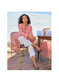 Cardigan Inspirationen, Damen, Gr. 52, flamingo, wei&szlig;, 50% Baumwolle, 50% Polyacryl, gemustert, mehrfarbig, Strickjacken