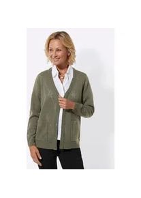 Classic Dog Cardigan CLASSIC, Damen, Gr. 52, khaki, 100% Polyacryl, unifarben, Strickjacken