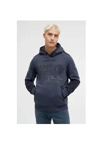 Kapuzensweatshirt CAMP DAVID, Herren, Gr. 4XL, blau, Sweatware, Material: 50% Baumwolle, 50% Polyester, bedruckt, relaxed fit normal, Rundhals, eingesetzt Rippb&uuml;ndchen, Sweatshirts, mit Rei&szlig;verschluss-Taschen