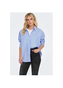 Jacqueline de Yong Hemdbluse JDY "JDYVESPER L/S LOOSE SHIRT WVN NOOS", Damen, Gr. L, blau (cloud dancer stripes:cornflower blau), Web, Obermaterial: 60% Polyester, 40% Baumwolle, gestreift, l&auml;ssig geschnitten Po-bedeckend, weit 1-Knopf-Manschette, Blusen Hemdbluse
