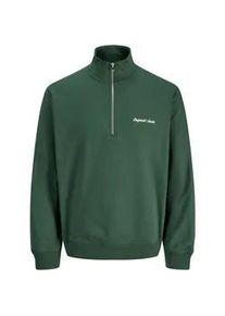 Jack & Jones Sweatshirt JACK & JONES "JORNORREBRO EMB SWEAT HIGH NECK SN", Herren, Gr. M, gr&uuml;n (sycamore), angeraute Sweatware, Obermaterial: 89% Baumwolle, 11% Polyester, unifarben, relaxed fit normal, hoch geschlossener Ausschnitt, Rippb&uuml;ndchen, Sweatshirts Sweatshirt