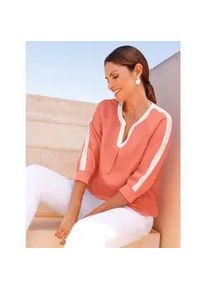 Schlupfbluse Inspirationen, Damen, Gr. 54, koralle, 100% Viskose, gemustert, mehrfarbig, V-Ausschnitt, Blusen Schlupfbluse