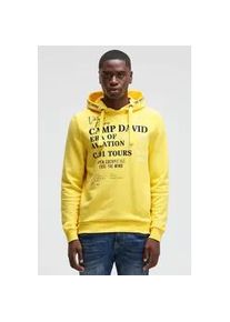 Kapuzensweatshirt CAMP DAVID, Herren, Gr. 3XL, gelb, Sweatware, Material: 60% Baumwolle, 40% Polyester, bedruckt, relaxed fit normal, Rundhals, eingesetzt Rippb&uuml;ndchen, Sweatshirts, mit Kontrastn&auml;hten