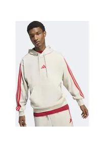 Kapuzensweatshirt Adidas SPORTSWEAR "M 3S FT HD", Herren, Gr. XXL, wonder aluminium, pure ruby, Obermaterial: 55% Baumwolle, 36% Polyester, 9% Viskose, Sweatshirts