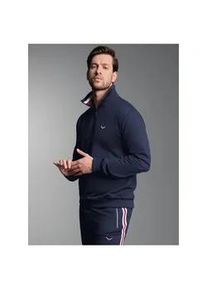 Sweatshirt TRIGEMA "TRIGEMA Troyer mit kontrastfarbigen Elementen", Herren, Gr. L, navy, 70% Baumwolle, 30% Polyester, Basic, Sweatshirts Sweatshirt