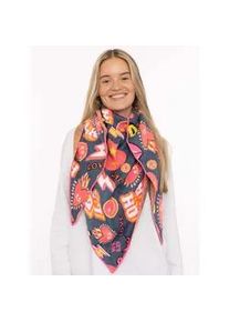 Dreieckstuch Zwillingsherz "OOPS", Damen, blau bunt, Strick, Materialmix, gemustert, mehrfarbig, Modet&uuml;cher, Statement Muster, Strick, w&auml;rmend