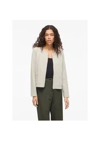 Kurzblazer Vila "VIGARDEN L/S SHORT CARDIGAN - NOOS", Damen, Gr. L, birch, Web, Obermaterial: 70% Baumwolle, 25% Polyester, 5% Elasthan, unifarben, regular fit kurz, Rundhals, Blazer Kurzblazer